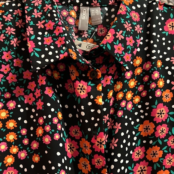 NWT- ASOS 12- MIX& MATCH FLORAL & BLACK BUTTON-UP LONG SLEEVE BLOUSE - Picture 7 of 12